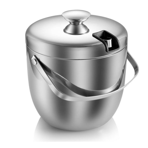 Fortune Candy Insulated Double Stainless Steel Wall Ice Bucket w/ Ice Tong 2.8L